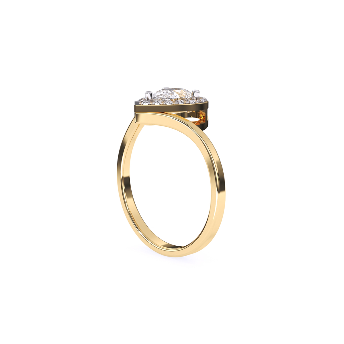 Pear Halo Solitaire Diamond Ring